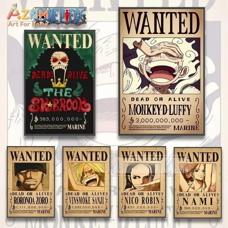 Anime Merchandise Posters - AZNM วันพีช ลูฟี่ เกียร์ 5 โปสเตอร์ติดตามจับ