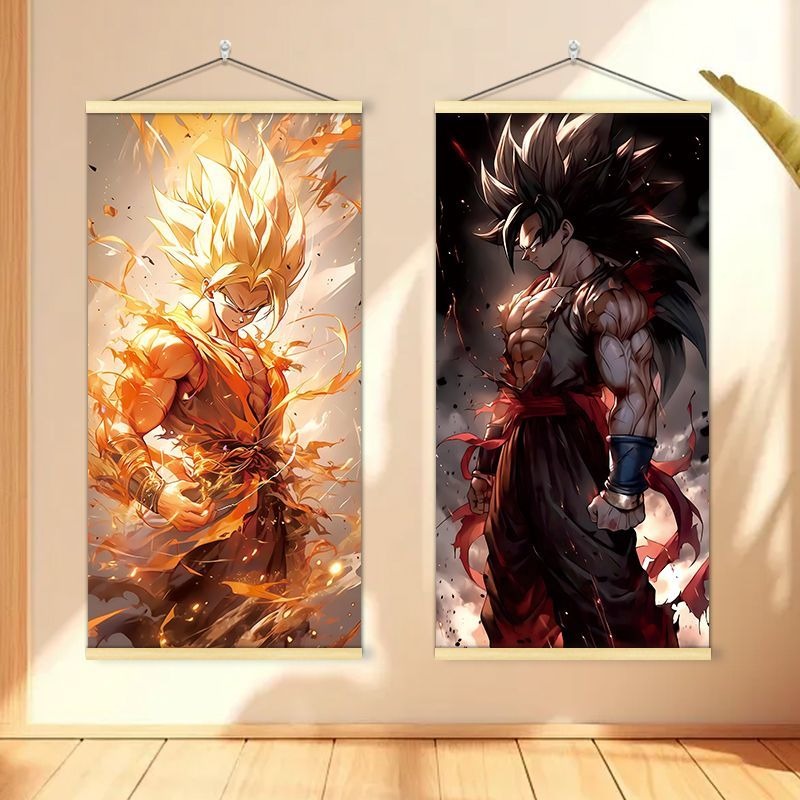 Anime Poster Print - ภาพวาดตกแต่งบนผ้าใบลายดราก้อนบอล ไม่มีกรอบ ลายการ์ตูน โกคูในร่างอัลตร้าอินสติงค์ เลเวล SSJ