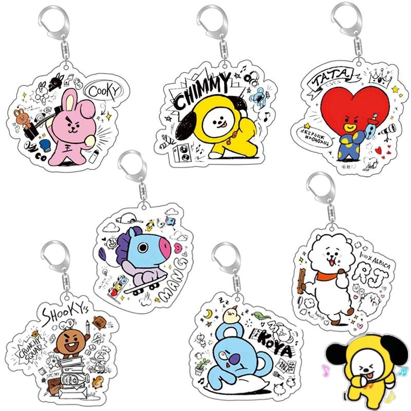 Anime Girl Merchandise - พวงกุญแจอะคริลิกการ์ตูน BT21 น่ารัก สไตล์ BTS คาวาอี้