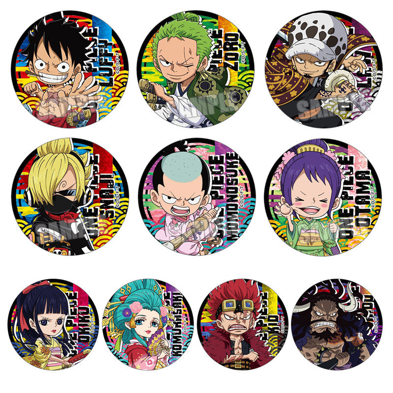 Anime Merchandise Types - เข็มกลัดอนิเมะวันพีซแบบ Q เวอร์ชั่นตัวละครลูฟี่ ทราฟาลการ์ ลอว์ ยูสทัส