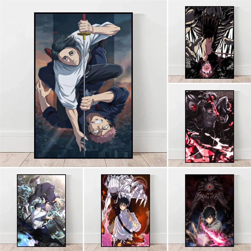Anime Poster Print - จูจุสึไคเซ็น ยูตะ โอคค็อตสึ&เมกุมิ ฟุชิกุโระผ้าใบศิลปะบนกำแพงอะนิเมะโปสเตอร์พิมพ์สำหรับห้องนอนตกแต่งบ้าน