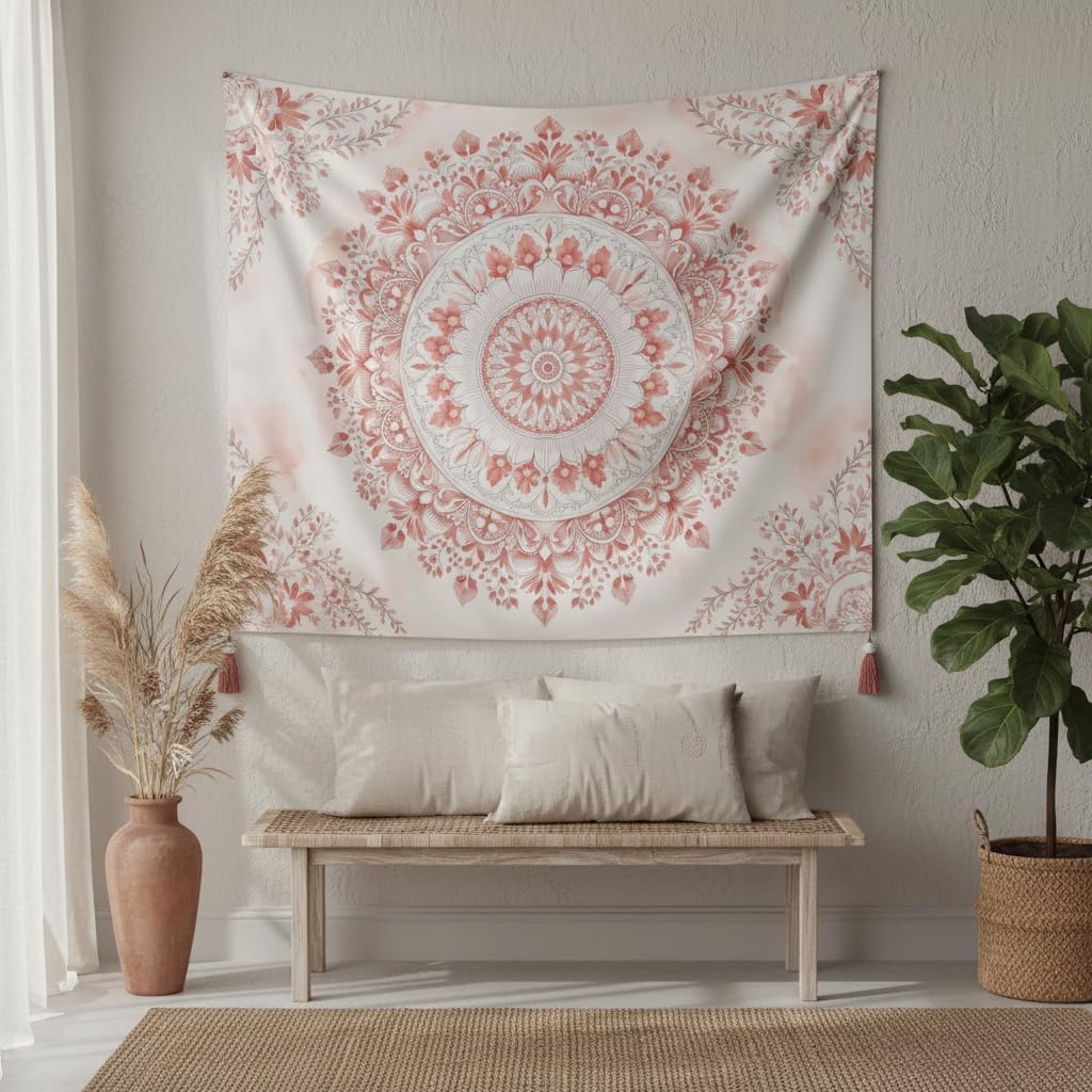 พรมลายดอกไม้สีชมพู – งานศิลปะต - Wall Scroll Tapestry บทวิจารณ์และราคา